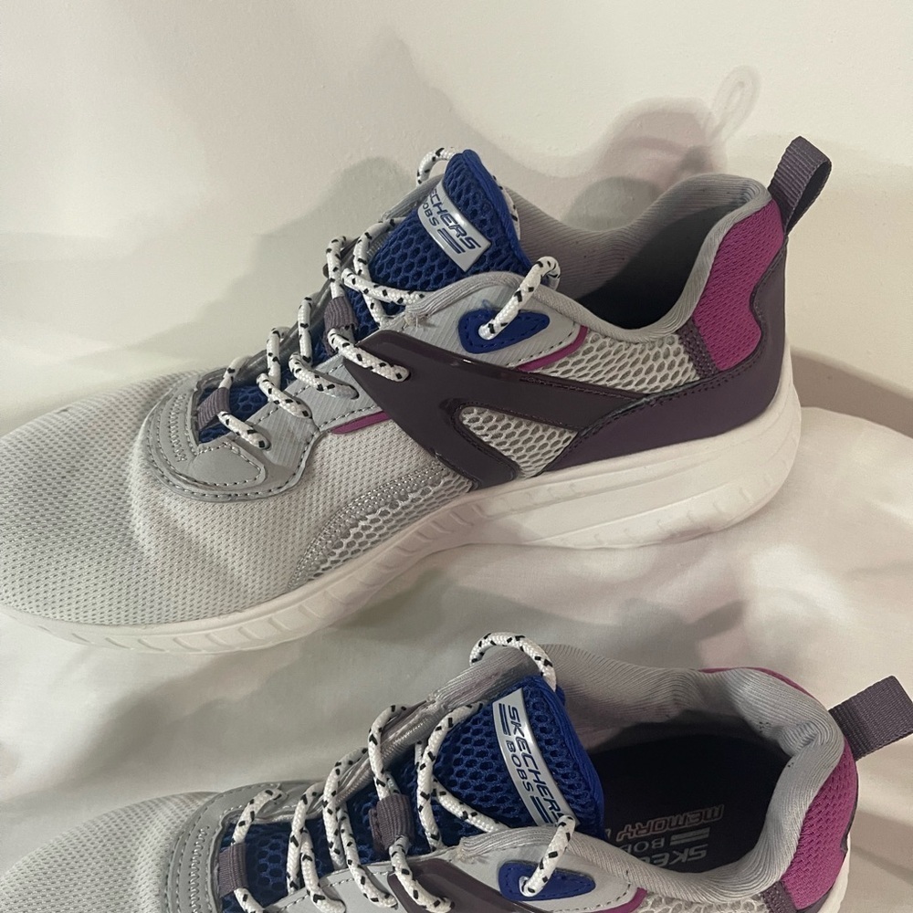 Skechers Light Gray and Violet Sneakers - Picture 8 of 11